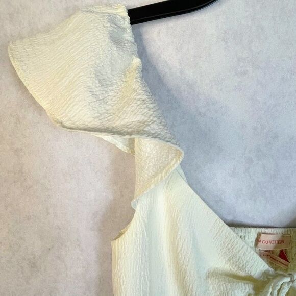 Urban Outfitters Sierra Keyhole Blouse Womens Small Ivory Y2K Babydoll Crop - Picture 5 of 14